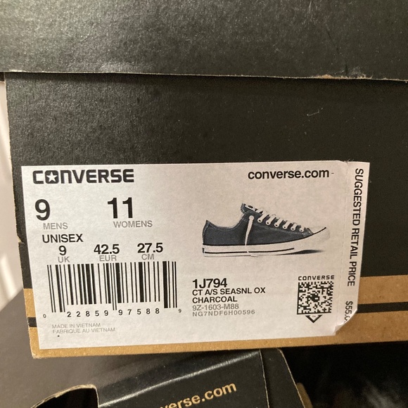 Converse All Star Chuck Taylor 9 Mens Canvas Low Top Charcoal Canvas Shoes main image 9